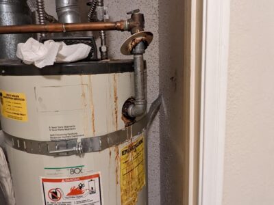 Never run the water heater discharge line uphill.