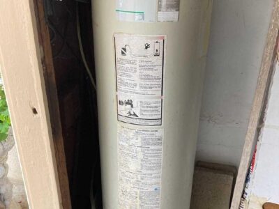 water heater installed on ground without platform
